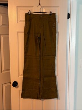 Bootcut Olive Green Linen Pants